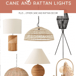 Chatting about a design trend that I’m loving - cane lights and rattan lights! Also going to share the difference between cane, rattan, and wicker and some of my favorite cane and rattan styles. If you’re looking to add an organic, natural look to your living room, dining room, or bedroom that goes with any design style, cane and rattan lights are perfect! There are rattan lamps, cane lamps, rattan chandeliers, rattan pendant lights, and even a rattan sconce. So many beautiful rattan lights and cane lights to choose from. #cane #rattan #rattanlight #canelight