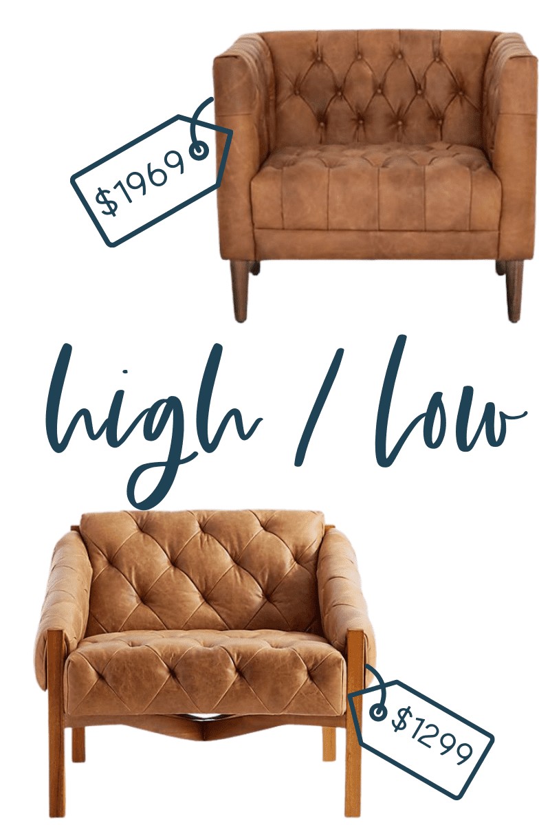 Indulge in the allure of super classic tufted leather chairs with armrests. These stylish and incredibly comfortable chairs come with a higher price tag, typically retailing for over $1,000 at upscale retailers. But their timeless design and luxurious appeal make them a worthwhile investment, adding elegance and sophistication to any room.