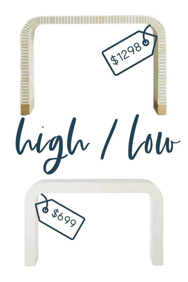 It's time for another edition of get the look for less and today I'm sharing look for less console tables! You can have a beautiful stylish home without breaking the bank! Get the same luxurious and expensive looking living room console tables and entryway console tables at a budget friendly price. These console tables would be perfect in your entryway. You don’t have to break the bank to have a beautiful home. If you’re looking for entry ideas and living room ideas, this is for you! #consoletables #livingroom #accenttables #entryway