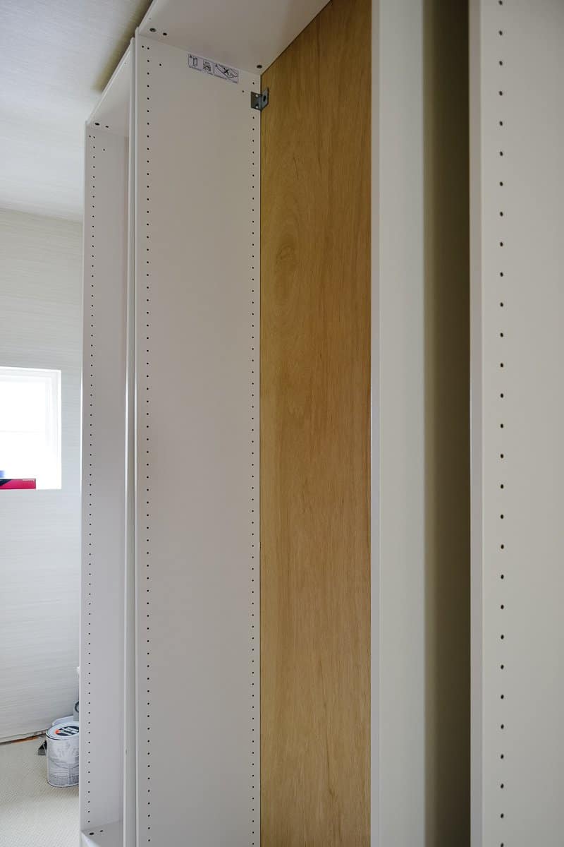 IKEA Hack time because who doesn’t love IKEA hacks?! Sharing the beginning of our IKEA closet hack using the IKEA closet system. The IKEA Pax system comes with flimsy white backing. Today, we’re sharing the ultimate IKEA hack - how to add plywood backs to IKEA Pax units. This can be used for other IKEA products too like IKEA dressers! It’s absolutely essential if you plan on painting IKEA furniture #ikeahacks #ikeahack #paxwardrobe #ikeapax