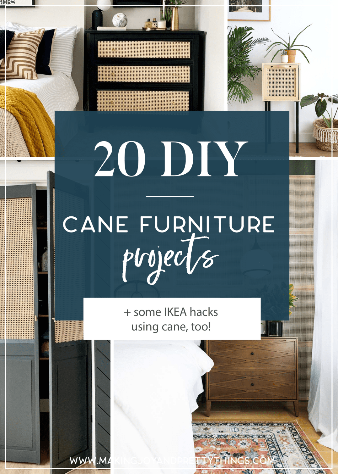 Chatting about a design trend that I’m loving - DIY cane furniture!  If you’re looking to add an organic, natural look to your living room, dining room, or bedroom that goes with any design style, cane furniture is perfect!  Sharing so many different DIY cane furniture pieces including some great IKEA hacks.  There is a DIY cane headboard, DIY cane cabinet, DIY cane dresser, DIY cane bed, DIY cane doors and so much more!  So many beautiful DIY cane furniture pieces that you’re sure to be inspired to create yourself. #cane #canefurniture #diycanefurniture 