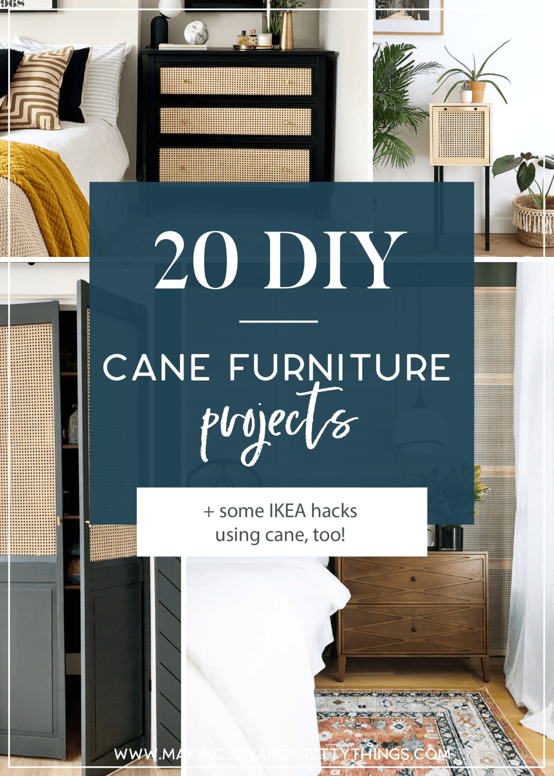 Chatting about a design trend that I’m loving - DIY cane furniture! If you’re looking to add an organic, natural look to your living room, dining room, or bedroom that goes with any design style, cane furniture is perfect! Sharing so many different DIY cane furniture pieces including some great IKEA hacks. There is a DIY cane headboard, DIY cane cabinet, DIY cane dresser, DIY cane bed, DIY cane doors and so much more! So many beautiful DIY cane furniture pieces that you’re sure to be inspired to create yourself. #cane #canefurniture #diycanefurniture