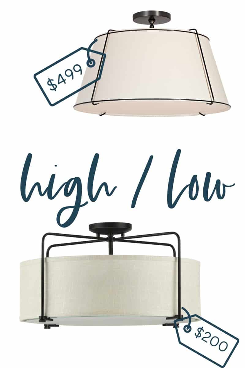 It's time for another edition of get the look for less and today I'm sharing look for less flush mount lights! You can have a beautiful stylish home without breaking the bank!  Find a beautiful flush mount light at a budget friendly price.  These flush mount lights would be perfect in your hallway or entryway.  You don’t have to break the bank to have a beautiful home.  If you’re looking for light ideas, this is for you!  #flushmount #lights #lighting