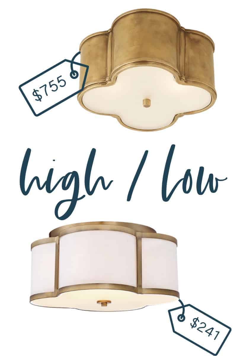 It's time for another edition of get the look for less and today I'm sharing look for less flush mount lights! You can have a beautiful stylish home without breaking the bank!  Find a beautiful flush mount light at a budget friendly price.  These flush mount lights would be perfect in your hallway or entryway.  You don’t have to break the bank to have a beautiful home.  If you’re looking for light ideas, this is for you!  #flushmount #lights #lighting