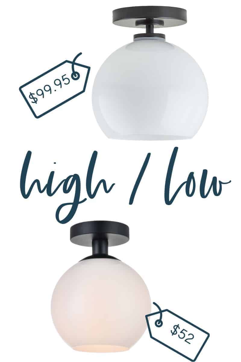 It's time for another edition of get the look for less and today I'm sharing look for less flush mount lights! You can have a beautiful stylish home without breaking the bank!  Find a beautiful flush mount light at a budget friendly price.  These flush mount lights would be perfect in your hallway or entryway.  You don’t have to break the bank to have a beautiful home.  If you’re looking for light ideas, this is for you!  #flushmount #lights #lighting