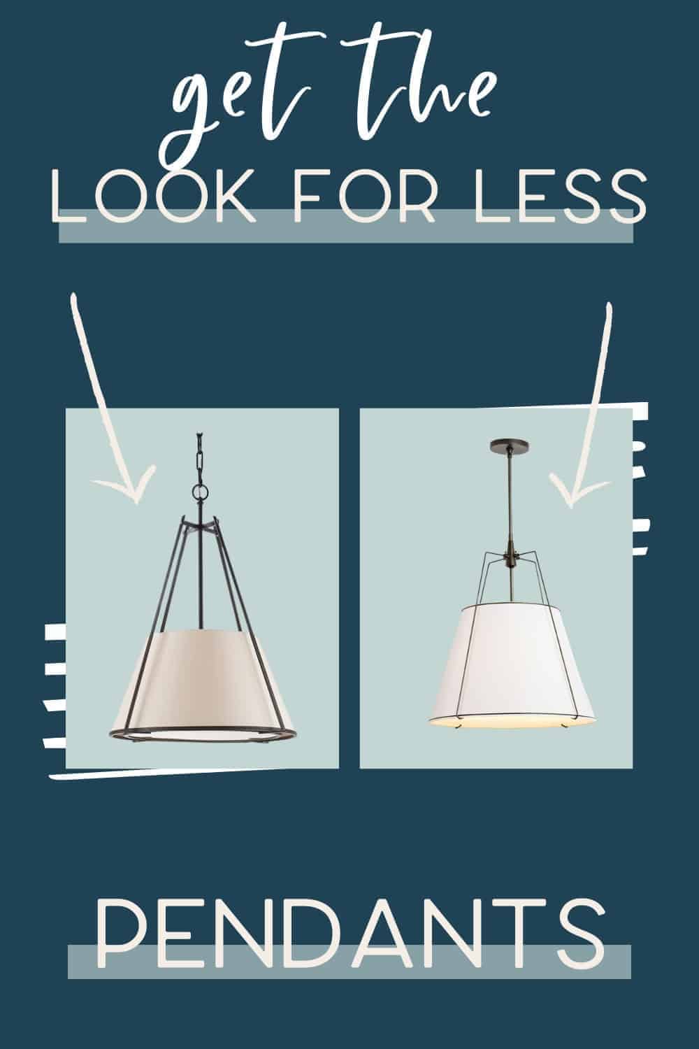It's time for another edition of get the look for less and today I'm sharing look for less pendants! You can have a beautiful stylish home without breaking the bank!  Find a beautiful pendant at a budget friendly price.  These pendants would be perfect in your hallway or as kitchen island lighting.  You don’t have to break the bank to have a beautiful home.  Find bedroom pendants, dining room pendants, and kitchen island pendants.  If you’re looking for light ideas, this is for you!  #pendants #lights #lighting #pendant