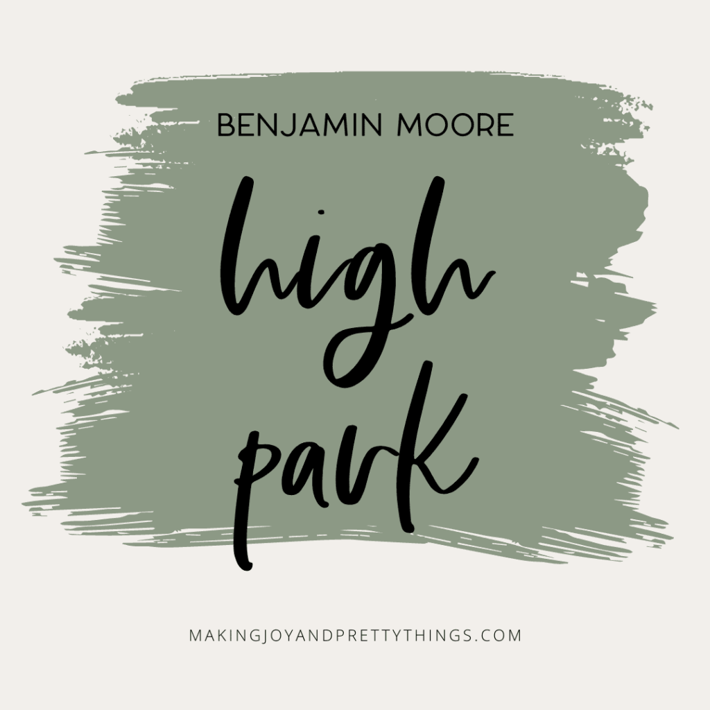 paint swatch image with "benjamin moore high park" text overlay