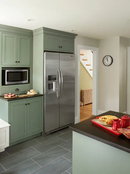 kitchen cabinets painted in benjamin high park green paint color
