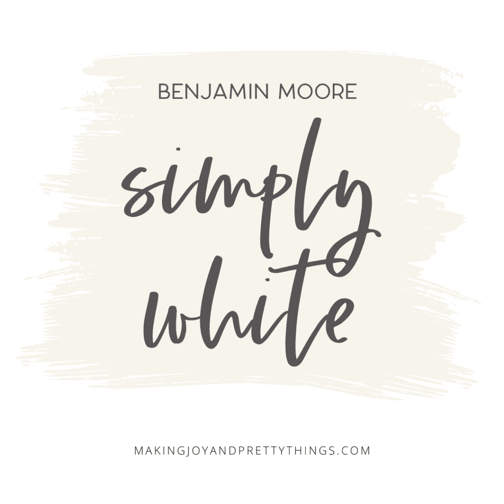 a plain photo with text overlay saying "BENJAMIN MOORE simply white"