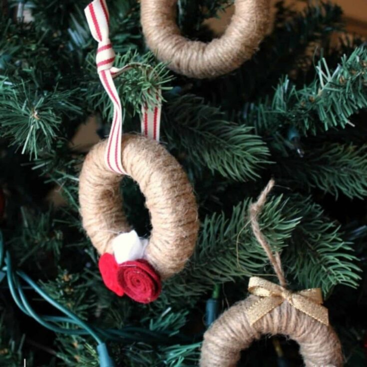 Image for Jute String Mini Christmas Wreath Ornaments