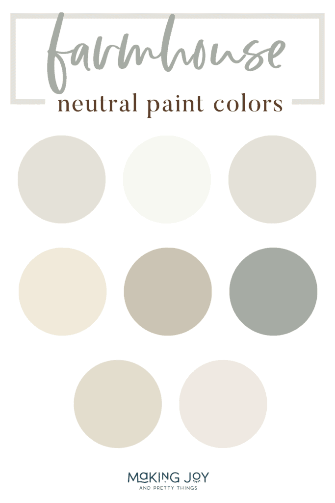 A neutral paint color is great for a whole home paint color. Here's the best Magnolia Home by Joanna Gaines farmhouse paint colors in a neutral color palette. 