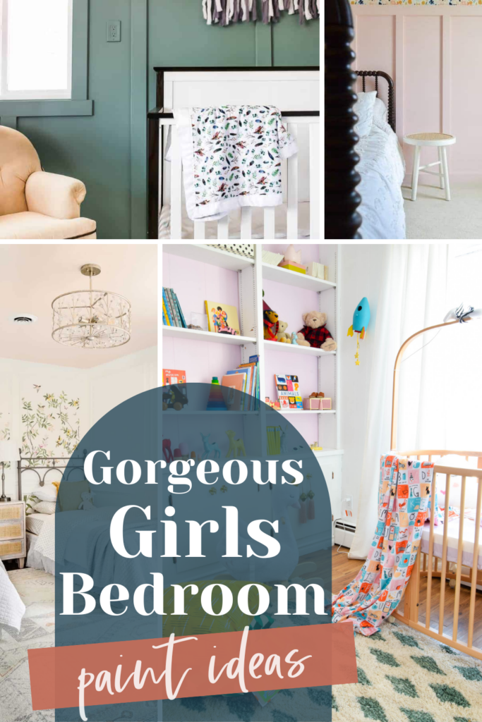 A captivating Pinterest collage featuring a spectrum of beautiful girls' bedroom paint ideas with text overlay that says "Gorgeous Girls Bedroom paint ideas".