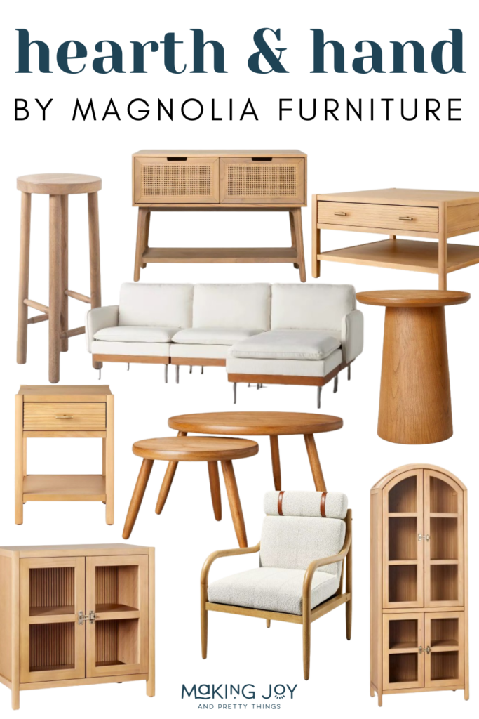 A collage of photos showing wooden furniture.