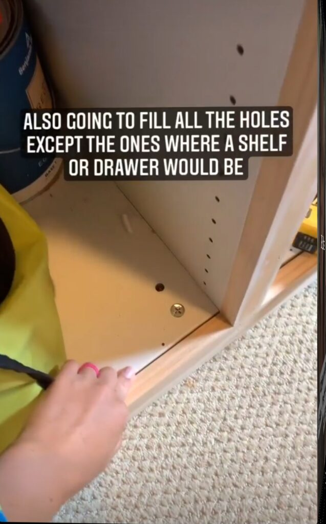 Photo of IKEA Pax wardrobe cabinet shelf with some holes.
