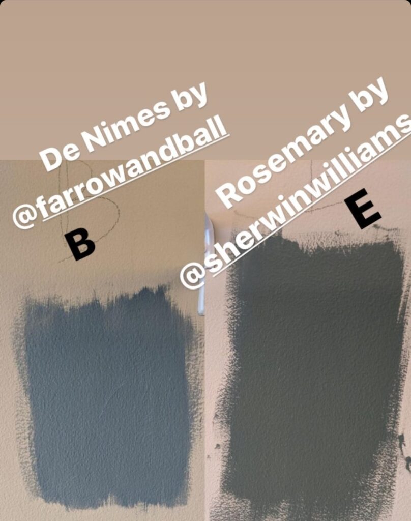 2 sample paints with B and E on different shades.