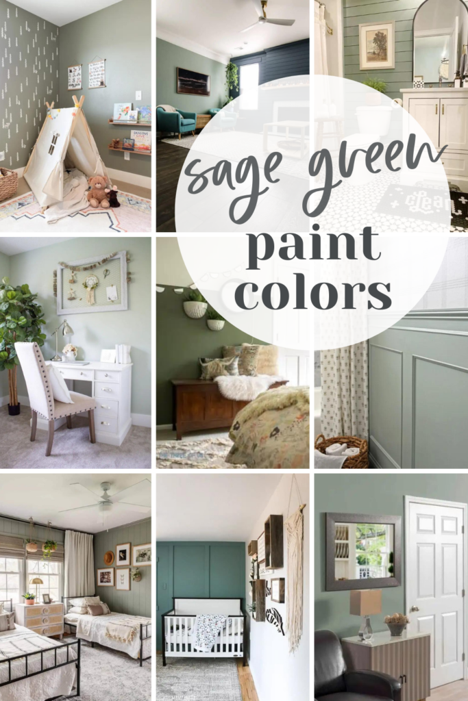Explore the Best Paint Colors to Complement Sage Green Walls in Every Room! With text overlays saying "sage green paint colors."